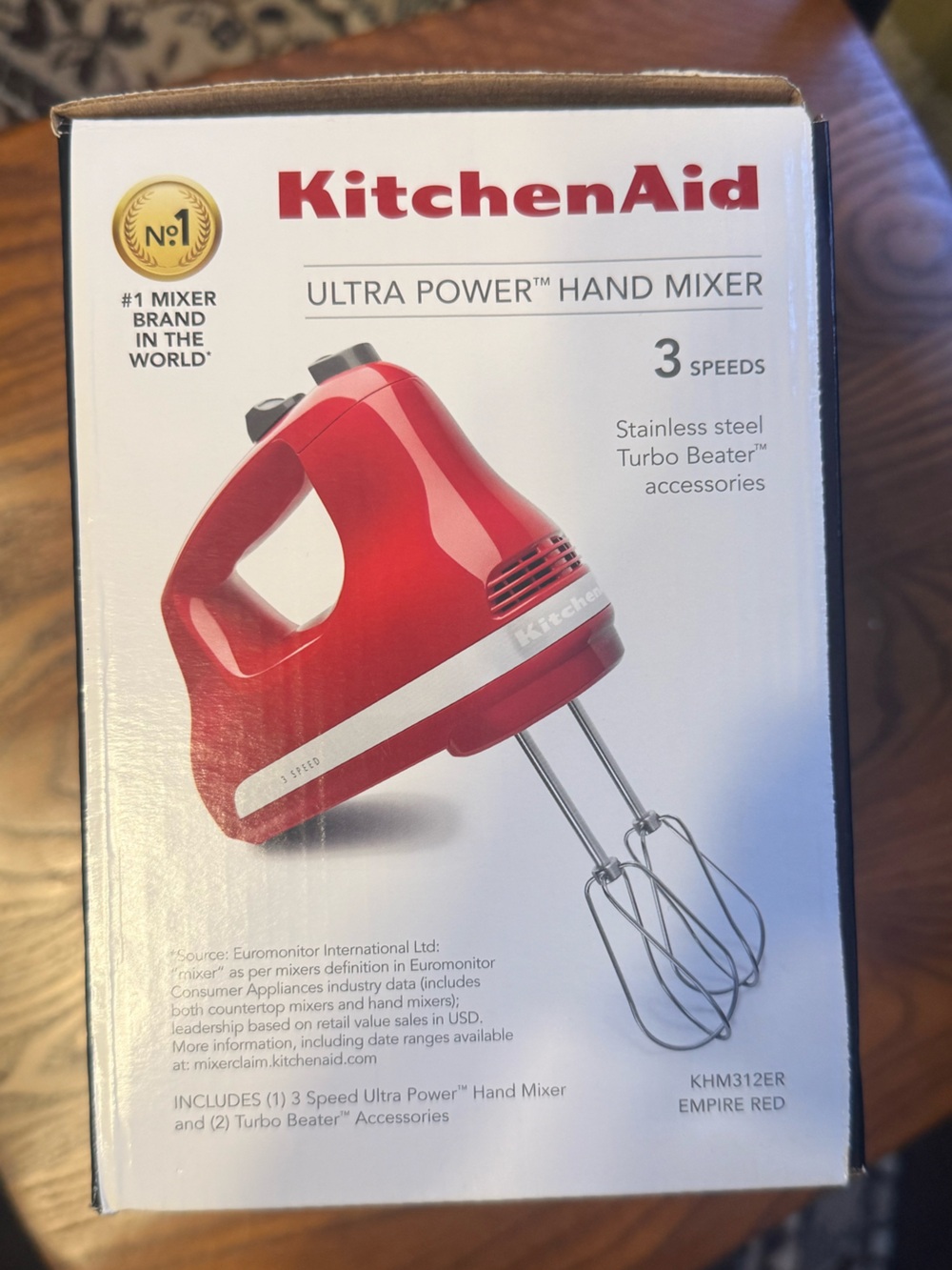 KitchenAid Red Hand Mixer with Turbo Controls